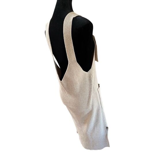 MOUSSY RIB KNIT JUMPER Sweater Overalls Dress Tan Women’s S/M/L Free Size - Picture 10 of 16